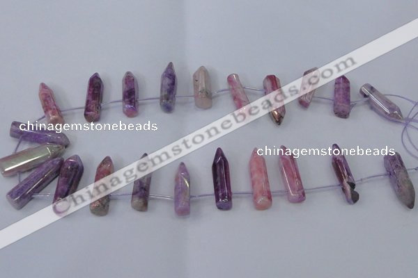 CTD1145 Top drilled 8*20mm - 10*30mm sticks plated quartz beads