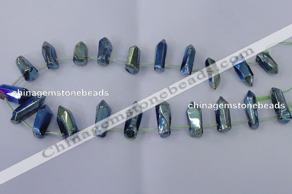 CTD1154 Top drilled 8*20mm - 10*30mm sticks plated quartz beads