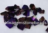 CTD1170 Top drilled 15*25mm - 30*40mm freeform plated agate beads