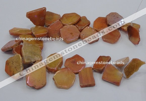 CTD1173 Top drilled 15*25mm - 30*40mm freeform plated agate beads