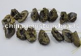 CTD1176 Top drilled 25*30mm - 35*40mm freeform plated druzy quartz  beads