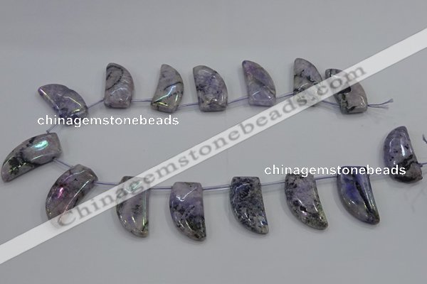 CTD1185 Top drilled 15*30mm - 16*32mm horn plated quartz beads