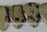 CTD12 Top drilled 22*30mm flat teardrop artistic jasper beads