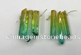 CTD1227 Top drilled 7*30mm - 9*45mm sticks plated quartz beads