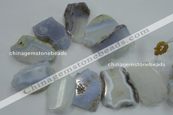 CTD1515 Top drilled 30*45mm - 35*60mm freeform blue lace agate slab beads