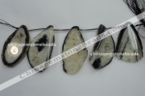 CTD1533 Top drilled 30*65mm - 40*75mm freeform agate slab beads