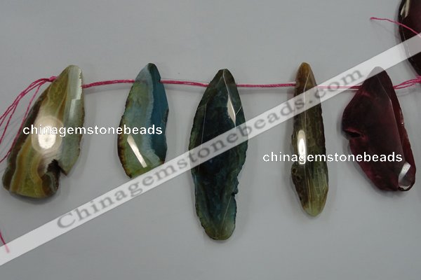 CTD1535 Top drilled 25*65mm - 30*75mm freeform agate slab beads