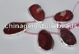 CTD1577 30*45mm - 35*50mm freeform agate beads with brass setting