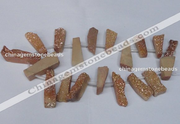 CTD1609 Top drilled 13*25mm - 15*45mm freeform plated druzy quartz beads