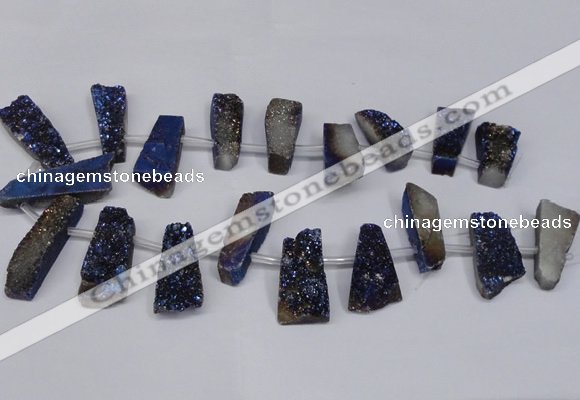 CTD1613 Top drilled 13*25mm - 15*45mm freeform plated druzy quartz beads