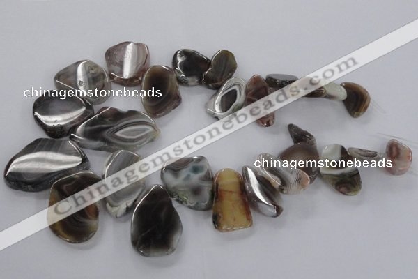 CTD1618 Top drilled 15*25mm - 30*45mm freeform botswana agate beads