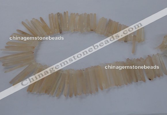 CTD1621 Top drilled 5*25mm - 6*45mm sticks white crystal beads