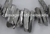 CTD1623 Top drilled 4*15mm - 6*35mm sticks plated quartz beads