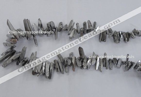 CTD1623 Top drilled 4*15mm - 6*35mm sticks plated quartz beads