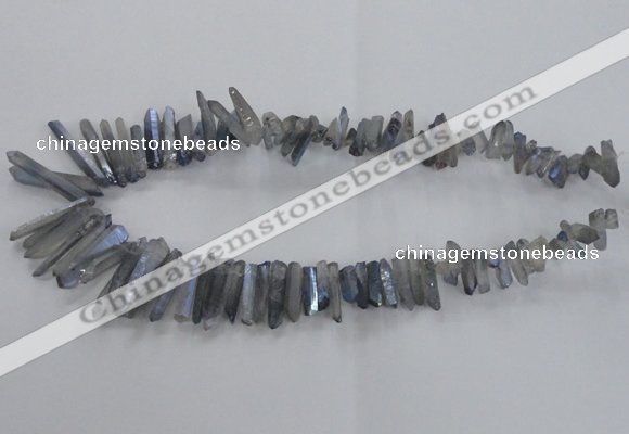 CTD1625 Top drilled 4*15mm - 6*35mm sticks plated quartz beads