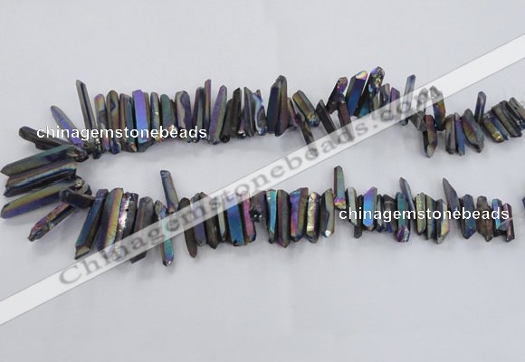 CTD1626 Top drilled 4*15mm - 6*35mm sticks plated quartz beads