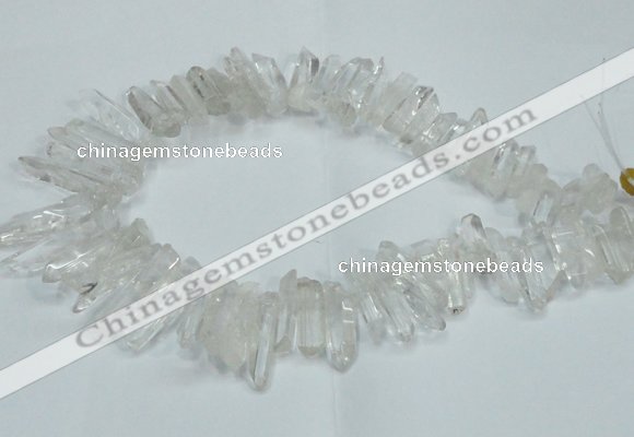 CTD1638 Top drilled 5*25mm - 7*45mm sticks white crystal beads