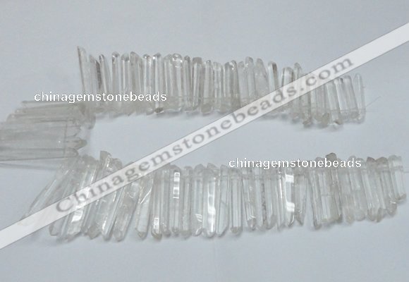 CTD1639 Top drilled 5*30mm - 7*60mm sticks white crystal beads