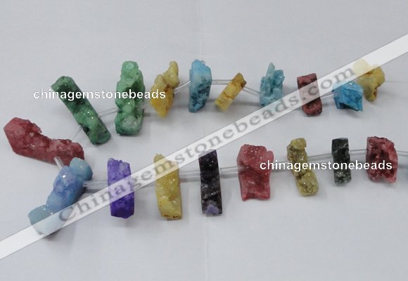 CTD1655 Top drilled 10*20mm - 15*40mm freeform druzy agate beads