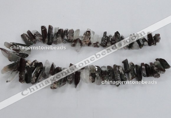 CTD1658 Top drilled 6*15mm - 8*35mm sticks green phantom quartz beads