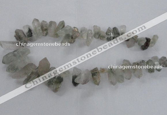 CTD1664 Top drilled 8*15mm - 15*25mm sticks green phantom quartz beads