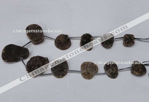 CTD1673 Top drilled 18*25mm - 25*35mm freeform druzy agate beads