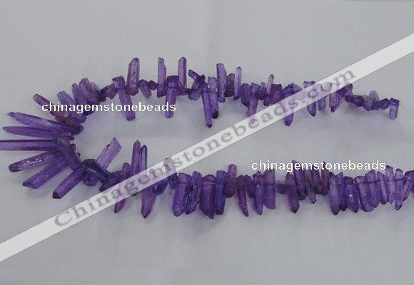 CTD1692 Top drilled 5*15mm - 7*35mm sticks dyed white crystal beads