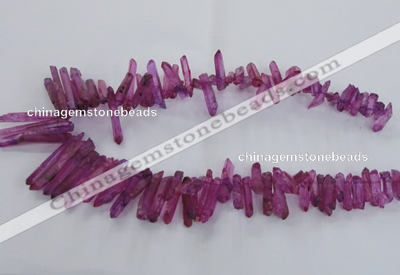 CTD1694 Top drilled 5*15mm - 7*35mm sticks dyed white crystal beads