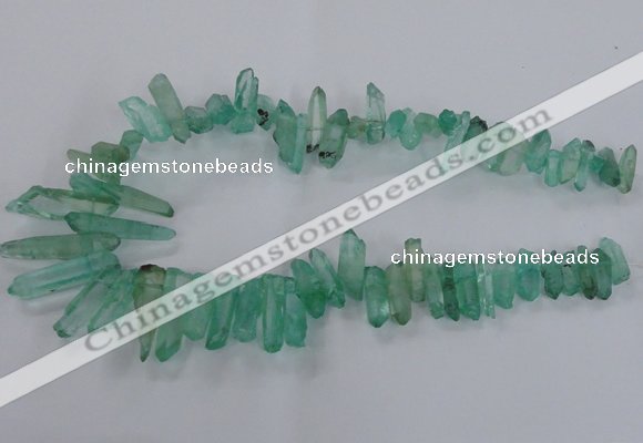 CTD1695 Top drilled 5*15mm - 7*35mm sticks dyed white crystal beads