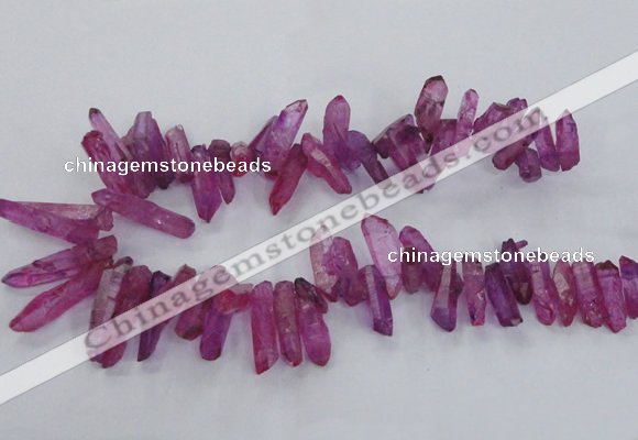 CTD1700 Top drilled 8*15mm - 11*35mm sticks dyed white crystal beads