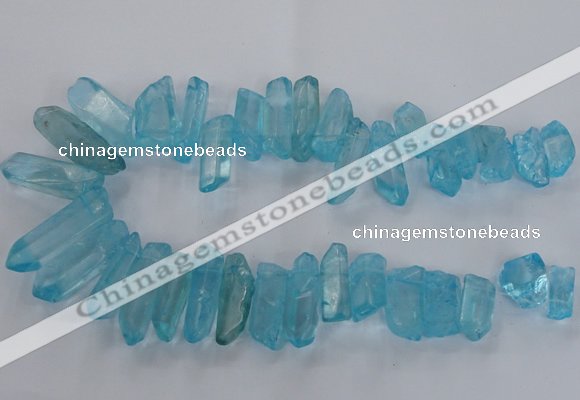 CTD1706 Top drilled 10*15mm - 15*35mm sticks dyed white crystal beads