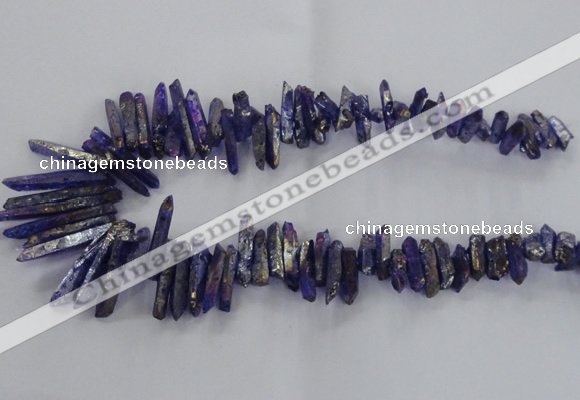 CTD1720 Top drilled 5*10mm - 6*30mm sticks plated white crystal beads