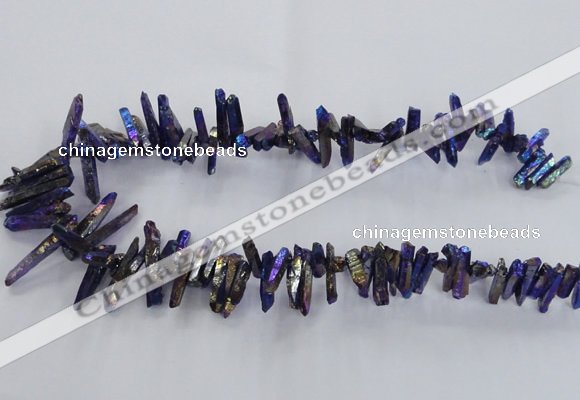 CTD1721 Top drilled 5*10mm - 6*30mm sticks plated white crystal beads