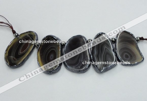 CTD1727 Top drilled 25*35mm - 25*45mm freeform Botswana agate slab beads