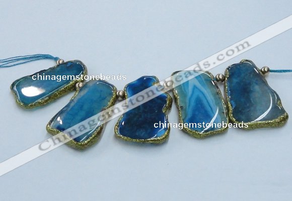 CTD1765 Top drilled 20*40mm - 35*55mm freeform agate slab beads