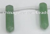 CTD1802 Top drilled 10*30mm - 10*32mm sticks green aventurine beads