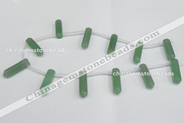 CTD1802 Top drilled 10*30mm - 10*32mm sticks green aventurine beads