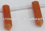 CTD1803 Top drilled 10*30mm - 10*32mm sticks red aventurine beads