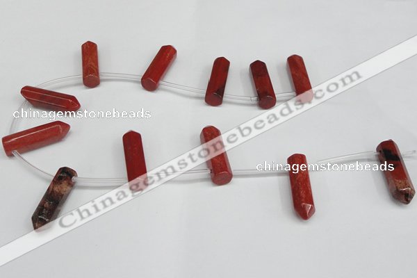 CTD1809 Top drilled 10*30mm - 10*32mm sticks red jasper beads