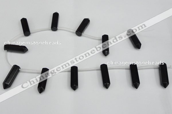 CTD1812 Top drilled 10*30mm - 10*32mm sticks black agate beads