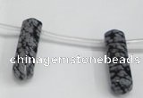 CTD1813 Top drilled 10*30mm - 10*32mm sticks snowflake obsidian beads