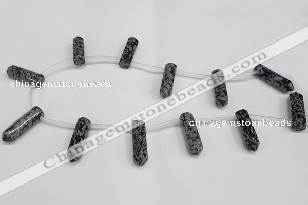 CTD1813 Top drilled 10*30mm - 10*32mm sticks snowflake obsidian beads