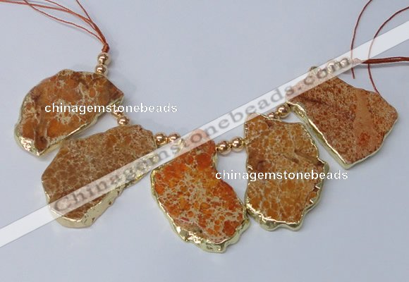 CTD1901 Top drilled 25*30mm - 35*45mm freeform sediment jasper beads