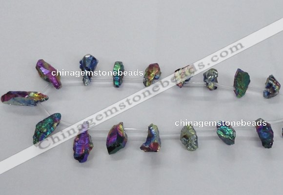 CTD1938 Top drilled 12*20mm - 25*35mm nuggets plated amethyst beads