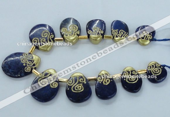 CTD1963 Top drilled 20*25mm - 25*35mm freeform lapis lazuli beads