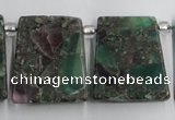 CTD200 Top drilled 20*24mm trapezoid fluorite & pyrite beads