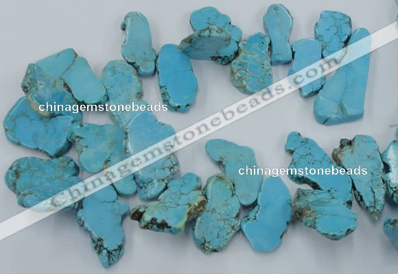 CTD2012 Top drilled 20*25mm - 30*35mm freeform turquoise beads