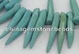 CTD2037 Top drilled 5*15mm - 6*40mm sticks turquoise beads