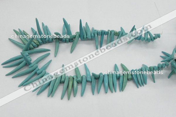 CTD2037 Top drilled 5*15mm - 6*40mm sticks turquoise beads