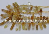 CTD2111 Top drilled 10*25mm - 12*45mm sticks yellow quartz beads